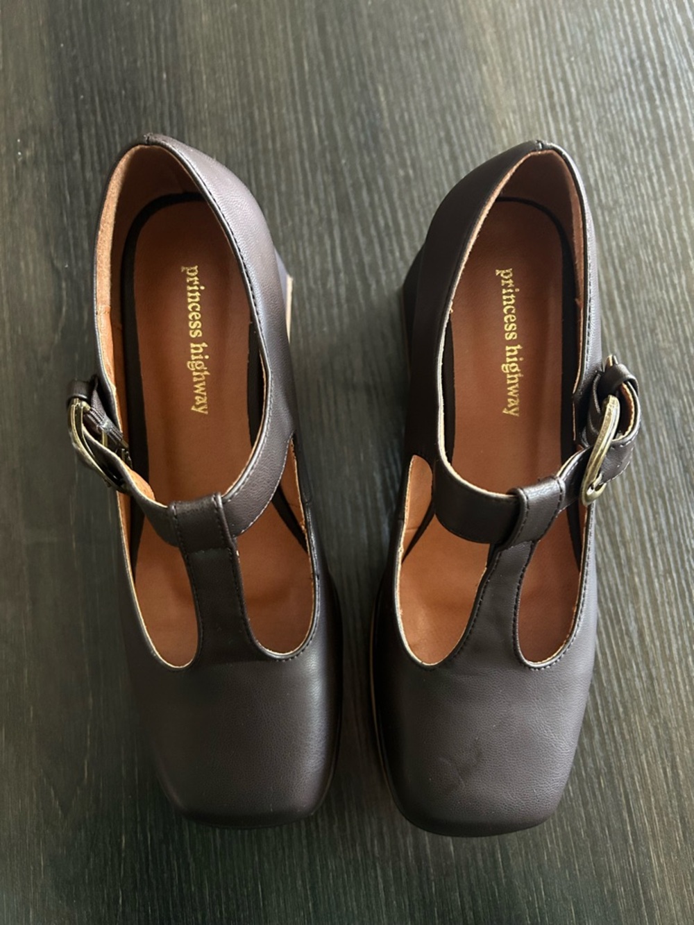 Princess Highway T Bar Platform Heels in Chocolate - Picture 7 of 12